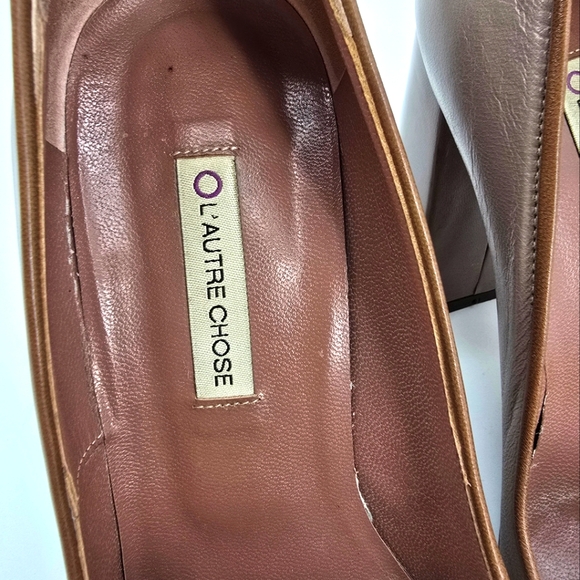 L'Autre Chose Size 7.5US 38EU Women's Square Toe Block Heel Leather Pumps - Picture 3 of 10